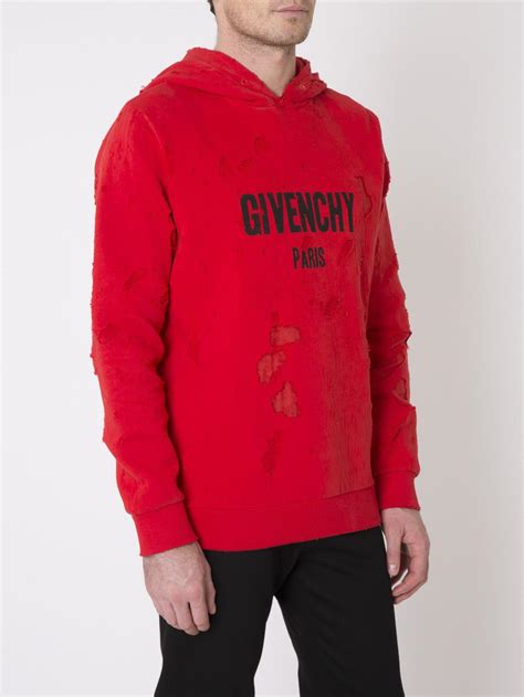 givenchy sweater men red striped arms|givenchy destroyed hoodie.